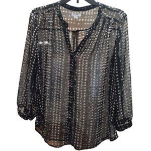 Old Navy Sheer Long Sleeve Polkadot Shirt